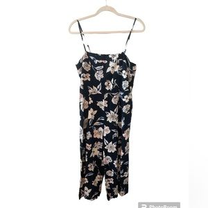 Banana Republic Navy Floral Print Cotton/Linen Spaghetti Strap Romper Size 8